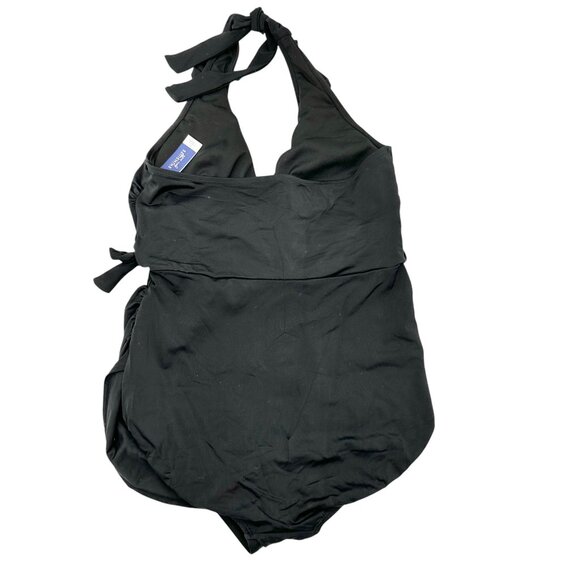 Swimsuits For All Womens Size 18 One-Piece Swimsuit Black Halter Swimwear NWOT - Picture 5 of 8